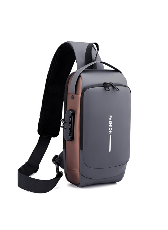 Waterproof Polyester Slim Unisex Crossbody Sling Bag Chest Backpack Men's Shoulder Bag, Leisure Travel Handbag, Hard Shell Anti-Theft Chest Bag - Image 3
